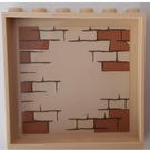 LEGO Beige Panel 1 x 6 x 5 mit Backstein Mauer (Recht) Aufkleber (59349)
