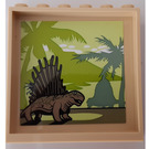 LEGO Tan Panel 1 x 6 x 5 with Dimetrodon Dinosaur with Palm Trees Sticker (59349)