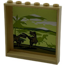 LEGO Zandbruin Paneel 1 x 6 x 5 met Dinosaurs en Palm Trees Sticker (59349)