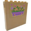 LEGO Tan Panel 1 x 6 x 5 with Flower Box and Butterflies (Left) Sticker (59349)