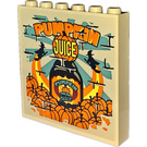 LEGO Zandbruin Paneel 1 x 6 x 5 met Pompoen Juice Sticker (59349)