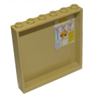 LEGO Zandbruin Paneel 1 x 6 x 5 met Geel duck Sticker (59349)
