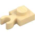 LEGO Zandbruin Plaat 1 x 1 met Verticaal Klem (Dikke open 'O'-clip) (44860 / 60897)