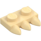 LEGO Beige Plade 1 x 2 med 3 Tænder (15208)