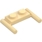 LEGO Beige Platte 1 x 2 mit Griffe (Niedrige Griffe) (3839)