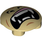 LEGO Tan Plate 2 x 2 Round with Rounded Bottom with nostrils and pointy teeth (2654 / 15687)