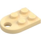 LEGO Beige Plade 2 x 3 med Afrundet Ende og Pin Hul (3176)