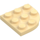 LEGO Beige Plate 3 x 3 Rund Hjørne (30357)