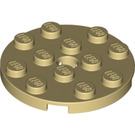 LEGO Tan Plate 4 x 4 Round with Hole and Snapstud (60474)