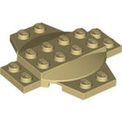 LEGO Beige Plate 6 x 6 x 0.667 Kryss med Dome (30303)