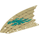 LEGO Tan Sail 13 x 32 Triangular with Turquoise Dragon Head (73481)