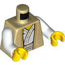 LEGO Beige Sensei Wu Torso mit Tan und Gold Robes Muster mit Weiß Arme und Gelb Hände (973 / 76382)