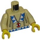 LEGO Тановий Сорочка тулуб з Синій і Білий Трикутники Wearing a Червоний і Білий Pendant (973 / 73403)