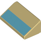 LEGO Tan Slope 1 x 2 (31°) with Blue Rectangle (73796 / 85984)