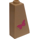 LEGO Tan Slope 1 x 2 x 3 (75°) with Pink Butterfly Sticker with Hollow Stud (4460)