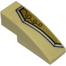 LEGO Zandbruin Helling 1 x 3 Gebogen met gold en sillver Patroon met Zwart swirl Aan Top (Links) from Set 70123 Sticker (50950)