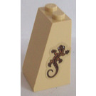 LEGO Zandbruin Helling 2 x 2 x 3 (75°) met Lizard Patroon Sticker Massieve Studs (98560)