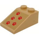 LEGO Tan Slope 2 x 3 (25°) with Coral Cat Paws Sticker with Rough Surface (3298)