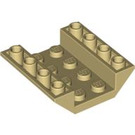 LEGO Zandbruin Helling 4 x 4 (45°) Dubbele Omgekeerd met Open Midden (Geen gaten) (4854)
