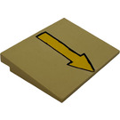 LEGO Zandbruin Helling 6 x 8 (10°) met Geel Pijl Pointing Beneden Sticker (4515)
