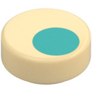 LEGO Tan Tile 1 x 1 Round with Aqua circle dot (35380 / 103767)