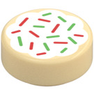 LEGO Beige Flise 1 x 1 Rund med Cookie Icing og Sprinkles (35380 / 80121)