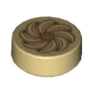 LEGO Beige Laatta 1 x 1 Pyöreä jossa Pastry Swirl (39558 / 98138)