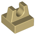 LEGO Beige Piastrella 1 x 1 con Clip (Nessun taglio al centro) (2555 / 12825)