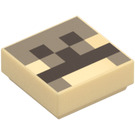 LEGO Beige Flise 1 x 1 med Pixel Ansigt med rille (3070 / 106283)