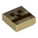 LEGO Zandbruin Tegel 1 x 1 met Pixel Gezicht met groef (3070 / 106283)