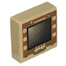 LEGO Tan Tile 1 x 1 with Star Wars Screen with Groove (3070 / 30039)