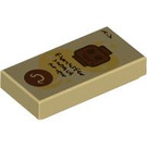 LEGO Tan Tile 1 x 2 with Brown Lego Head and Writing with Groove (3069 / 107333)