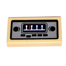LEGO Beige Fliese 1 x 2 mit Auto Radio Aufkleber mit Nut (3069)