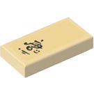 LEGO Tan Tile 1 x 2 with Chinese Writing Sticker with Groove (3069)