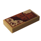 LEGO Tan Tile 1 x 2 with Chocolate with Groove (3069)