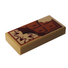 LEGO Tan Tile 1 x 2 with Chocolate with Groove (3069 / 48959)