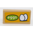 LEGO Tan Tile 1 x 2 with 'eggs' Sticker with Groove (3069)