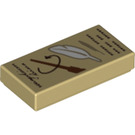LEGO Tan Tile 1 x 2 with Feather, Wand and 'Wingardium Leviosa' Decoration with Groove (3069)