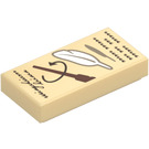 LEGO Tan Tile 1 x 2 with Feather, Wand and 'Wingardium Leviosa' Decoration with Groove (3069 / 39649)