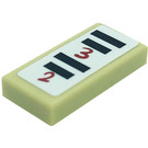 LEGO bronzer Tuile 1 x 2 avec Menu List avec "3" et "2" Autocollant avec rainure (3069)