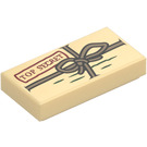 LEGO Beige Tile 1 x 2 med Package med String og "Topp Secret" med Rille (3069 / 104987)