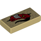 LEGO Tan Tile 1 x 2 with Red Monster Head with Groove (3069 / 24710)