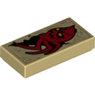 LEGO Tan Tile 1 x 2 with Red Spider Monster with Groove (3069 / 25323)