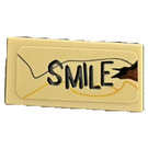LEGO Zandbruin Tegel 1 x 2 met ‘Smile’ Sticker met groef (3069)