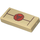 LEGO Tan Tile 1 x 2 with Wax Seal with Falcon Sticker with Groove (3069)