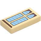 LEGO Tan Tile 1 x 2 with Window Design with Groove (3069)