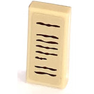 LEGO Tan Tile 1 x 2 with Writing Sticker with Groove (3069)