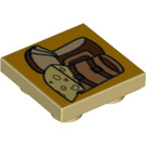 LEGO Tan Tile 2 x 2 Inverted with Bread and Cheese (11203 / 13006)