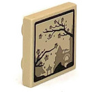 LEGO Tan Tile 2 x 2 Inverted with Picture of Blooming Cherrytree Sticker (11203)