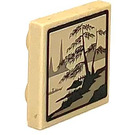 LEGO Tan Tile 2 x 2 Inverted with Picture of Tree and Lake Sticker (11203)